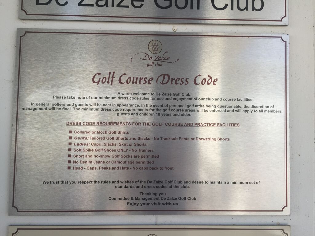 Der Dress Code für De Zalze Golf Club (Foto: Golf Post)