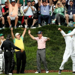 Freude pur beim Par-3-Contest des US Masters 2018. Jack Nicklaus Enkel gelang tatsächlich ein Hole-in-One. (Foto: Getty)