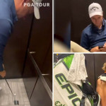 Nick Voke und sein Caddy Leonard Powell saßen am dritten Turniertag eine Dreiviertelstunde im Aufzug fest. (Foto: Twitter/@KornFerryTour)