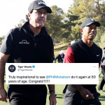 Tiger Woods ist einer von vielen Gratulanten für Phil Mickelson. (Foto: Getty / Twitter.com/@TigerWoods)
