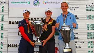 Die Sieger der German International Championship: Antonia Steiner, Johanna Janisch und Neo Berg.