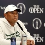 Tiger Woods spricht bei der British Open Championship 2024 über den Ryder Cup. (Foto: Getty)