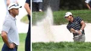Tiger Woods und Sohn Charlie gemeinsam bei dessen USGA-Debüt. (Fotos: Getty)