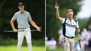 Matti Schmid und Bernhard Langer an Tag 2 der BMW International Open 2024. (Foto: Getty)