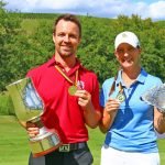 Die Deutschen Meister 2024 (von links): Marian Ludwig vom GC Am Habsberg und Hannah Karg vom Hamburger GC. (Foto: DGV/stebl)