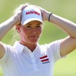 Sarah Schober im Interview nach Runde 3 des Olympischen Damenturniers. (Foto: Getty)