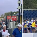 Lange Schlangen und leere Tribünen beim Solheim Cup 2024. (Fotos: X.com/@fried_egg_golf und @lori_schreiner)
