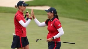 Nelly Korda und Allisen Corpuz sicherten Punkt 1 für Team USA. (Foto: Getty)