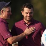Kapitän von Team Großbritannien & Irland Justin Rose und Laurie Canter beim Team Cup 2025 der DP World Tour (Foto: Getty).