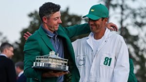 Rory McIlroy mit Freund und Caddie Harry Diamond beim US Masters 2025. (Foto: Getty)