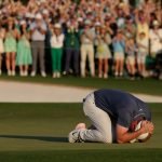 Rory McIlroy Sekunden nach seinem Siegesputt beim US Masters 2025.(Foto: Getty)