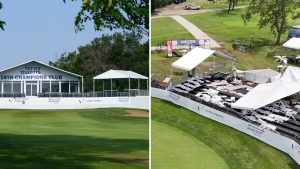 Sturmschäden auf dem Gelände der Wichita Open der Korn Ferry Tour im Crestview Country Club. (Quelle: Twitter@KornFerryTour / Foto: Getty)