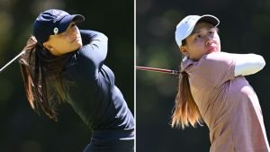 Aline Krauter und Helen briem während des Damen-Majors in Evian. (Fotos: Getty)