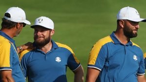 Könnte so bald nicht mehr stattfinden: Hatton (l.) und Rahm (r.) als Teil von LIV Golf und des Ryder-Cup-Teams. (Foto: Getty)