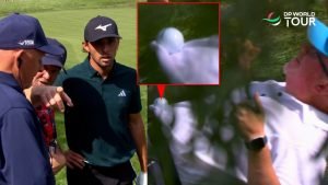 Kurioser Moment bei der DP World Tour: Ein Fall für die Golfregeln. (Foto: Youtube@DP World Tour)