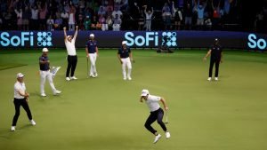 Billy Horschel feiert mit Atlanta Drive GC den Sieg im TGL-Finale gegen New York GC. (Foto: TGL)