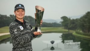 Der Südkoreaner Junghwan Lee feiert seine Titelpremiere bei der Genesis Championship. (Foto: Getty)
