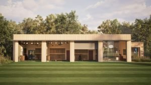 Das neue Fitting-Zentrum von TaylorMade: Offen, hell und umgeben von sattem Grün. (Foto: TaylorMade)